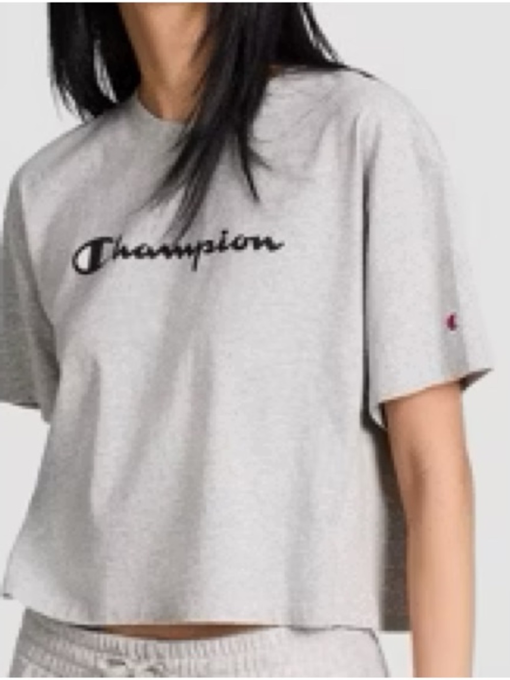 Champion Women’s Light Gray Short-Sleeve Logo Tee